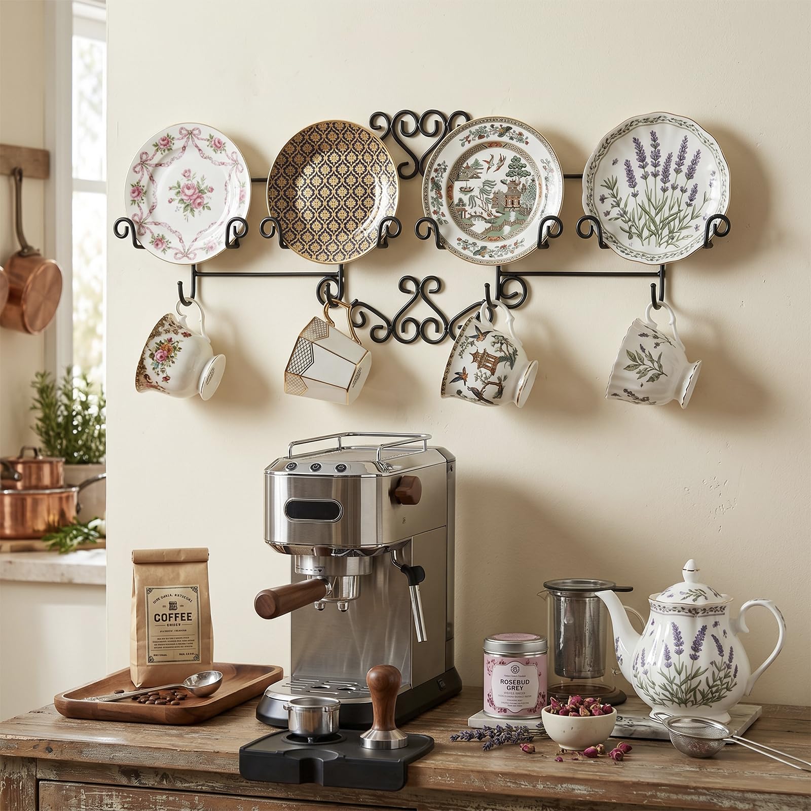 Amazon.com: MyGift Vintage Scrollwork Black Metal Wire Tea Coffee